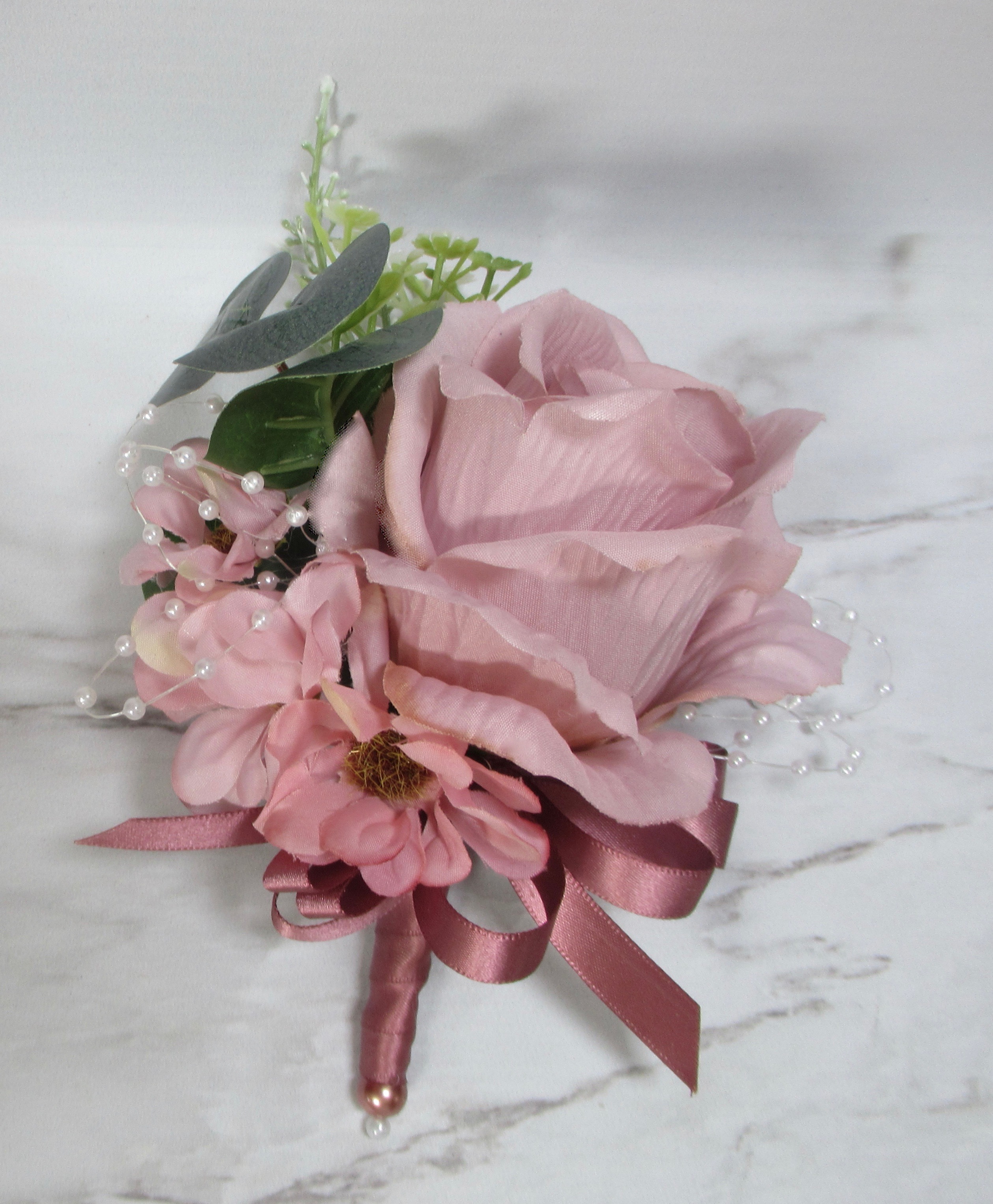 Dusky Pink pin on corsage, dusty pink wedding corsage